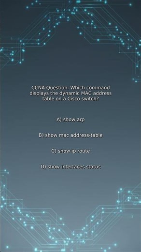 CCNA Quiz: Which command displays the dynamic MAC address table on a Cisco switch?
