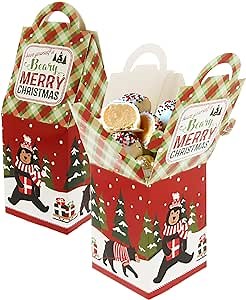 Gia's Kitchen Christmas Treat Gift Containers, 20 Pack - 3D Christmas Gift Boxes to Hold Delicious Holiday Treats - Perfect Cookie Holders for Gift Giving, Party Favor Bags - Bearing Gifts