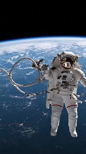 Astronaut in cooling suit outside ISS! #astronaut #ISS #spacewalker #AIgenerated #EarthFromSpace #space #moon #trending #nasa | Space Voyager