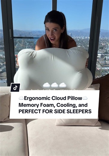 Genuinely the most comfortable pillow I have EVERRR slept on, and I’ve tried many other ergonomic pillows! As a side sleeper, it’s hard to find the right depth of pillow that actually feels comfortable to sleep on… idk how they got the perfect amount of memory foam inside of this one, but I’m here for it ☁️🤍 and it’s so soft that it doesn’t hurt my ear piercings when I sleep on my side! #dealsforyoudays #tiktokshophomefinds #cloudpillow #ergonomicpillow #sidesleeperpillow