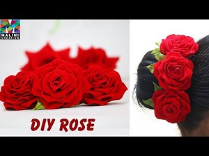 How to make cloth rose flower U pin/ handmade rose flower tutorial / DIY rose