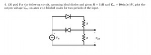 Problem 4 (20 pts).For the circuit below, assume ideal diodes... | Filo