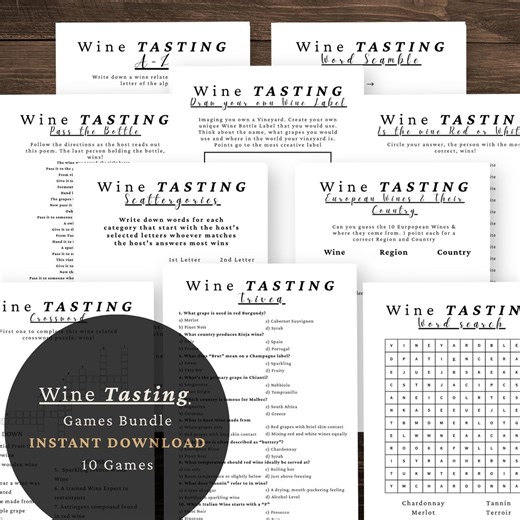 Wine Tasting Party Games Bundle | 10 Printable Wine Night Games for Adults | Bachelorette, Girls Night, Date Night | Digital Download - Etsy UK