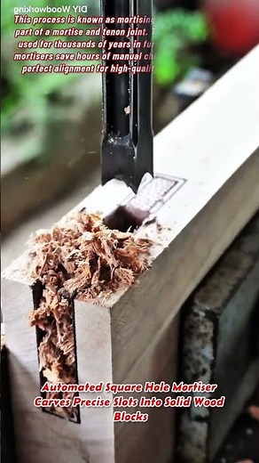 Automated Square Hole Mortiser Carves Precise Slots Into Solid Wood Blocks