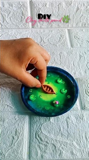 Diy clay lotus pond 🌿💗✨| easy and beautiful decor ❤️|#diy #shorts #clayart #lotuspond