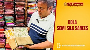 Presenting the amazing Dola Silk Sarees, completed with a classic Zari Border! These sarees showcase delightful floral prints, These sarees have a perfect length of 6.30 meters. Get this at Offer Price for just ₹499! Don't miss out on this fabulous deal! -------------------- Order your saree on WhatsApp now. We provide free shipping across Tamilnadu. --------------------- ➡Best quality sarees at unbeatable prices guaranteed only at Sri Kumaran Silks, Salem. ➡Order sarees online now. We are shipp