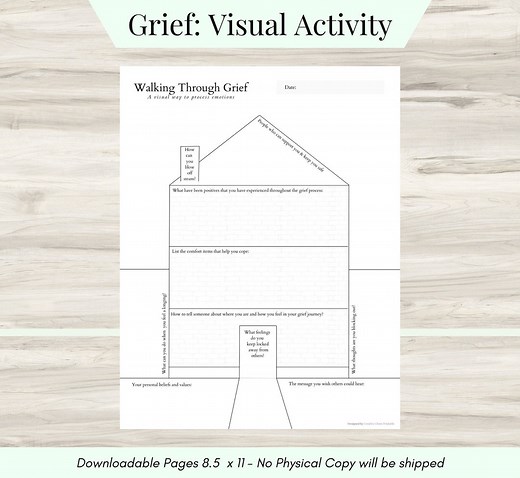 Grief House Visual Activity: Grief Counseling Worksheet (PDF) - Etsy