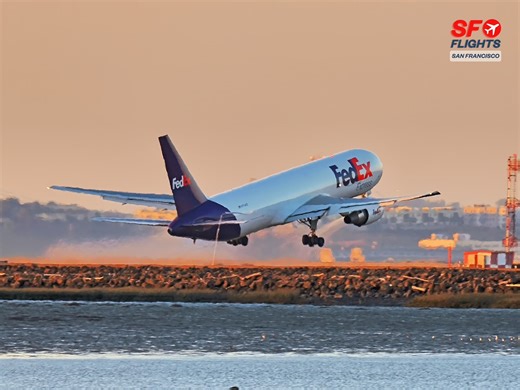 3.6K views · 104 reactions |  FedEx Express Boeing 767 (N174FE) Cargo Jet Takeoff at San Francisco Airport (SFO) -- #FedEx #Boeing767 #CargoJet #Freighter #AirCargo #fblifestyle #flysfo #AviationUSA #departure #sfflights | SF.Flights | Facebook