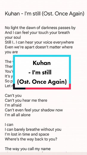 Kuhan - I'm Still (Ost. Once Again) Lyrics