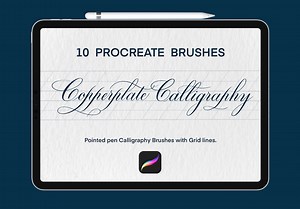 Copperplate Calligraphy Procreate Brushes: Pointed Pen With Gridline Stamp (digital Download) - Etsy