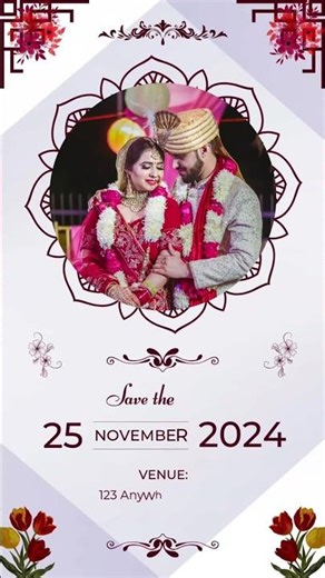 White & Gray Floral Wedding Invitation Video | Elegant Indian Wedding Digital Invite