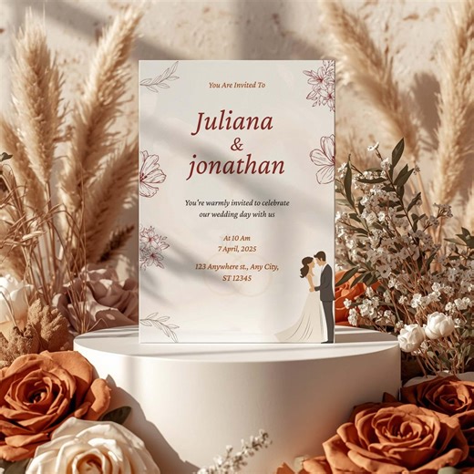 Minimalist Wedding Invitation Template, Editable Canva Invite, Modern Printable Wedding Invitation, Instant Download Using Canva Template - Etsy