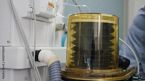 Artificial lung ventilation working. Movement of pulmoflator during surgery. Medical device for breathing. Pneumonia and tuberculosis, Covid 19. Lungmotor in intensive care unit. Medical equipment. 4 Stock Video