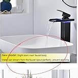 LED Bathroom Faucet, Brushed Nickel Waterfall Tall Vessel Bathroom Sink Faucet 1 Hole Single Handle Brass with Water Supply Hoses