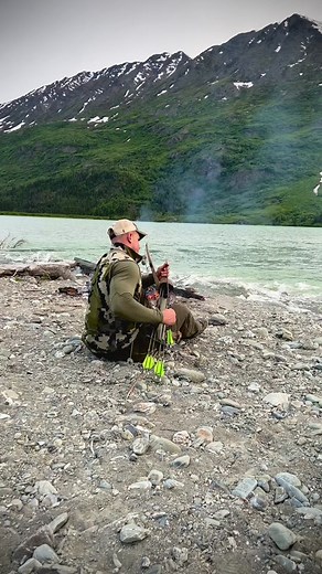 Final inspections before the big hunt with the stick bow..🤞🏼#alaska #bowhunter #bowhunting #longbow #homemade #archery #amazing #campfire #fire #river