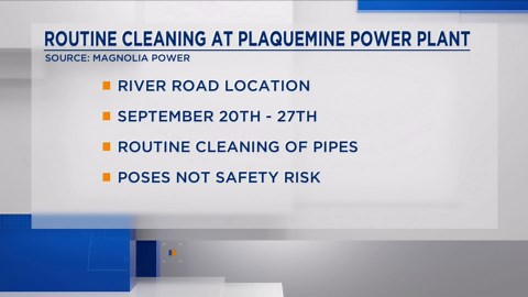 Plaquemine residents advised of loud noise, steam from Magnolia Power plant