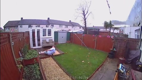 Girl walks with a table all chill until her foot decides to betray her