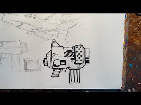 Tutorial -Drawing caricatured cartoon guns in the graffiti blackbook style