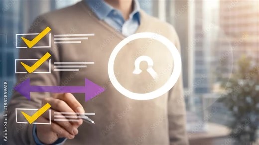 Business Professional Managing Recruitment Checklist and Candidate Selection Process Using Digital Interface in Modern Corporate Office Environment