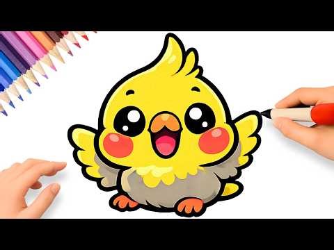 HOW TO DRAW A CUTE COCKATIEL EASY STEP BY STEP 💗