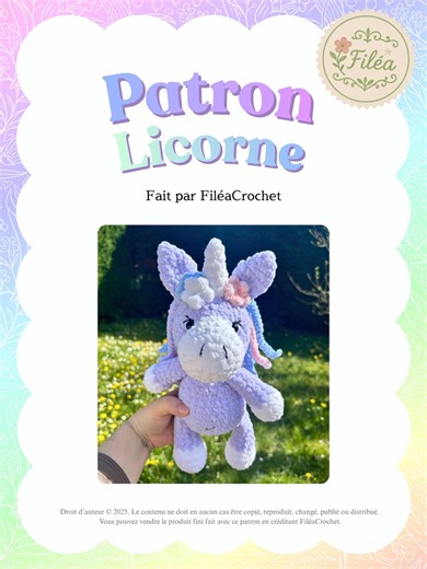 Patron peluche au crochet - Licorne
