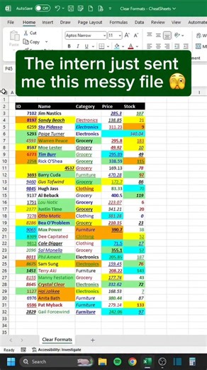 Data Analyst | Pune on Instagram: "Follow @dataanalysts_ Viral,Shorts,Short,viral video,trending,data clean up in excel,formatting in excel,clean up messy data in excel,how to clean up raw data in excel,conditional formatting in excel,cleaning up raw data in excel,clean up data using excel,cleaning up messy data in excel,clean data in excel,how to clean data in excel,data cleaning in excel,data cleansing in excel,cleaning data in excel,data cleaning in excell,excel date formatting,beginner data