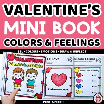 Valentine SEL Activities: Colors & Feelings Mini Book PreK–Grade 1