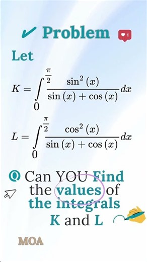 Find the Values of the integrals K and L? #calculustutorial