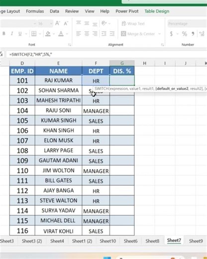 SWITCH FUNCTION#youtube #india#new #shortvideo #viralshort #shortsfeed #trending #short #excel #reel