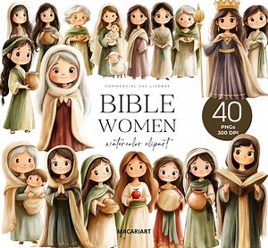 Women of the Bible Clipart, Biblical People, Praying Sisters, Faith Women Clipart, Bible Study, Church Ladies, Religious Biblical Stories - Etsy