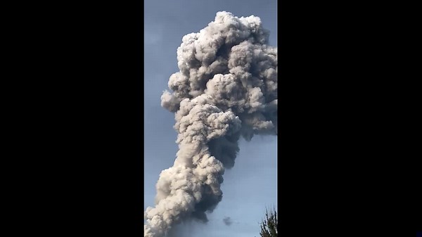 Mount Ibu volcano erupts sending column of ash skywards in Indonesia