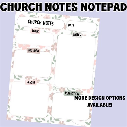 Church Notes, Handmade Christian Sermon Journal Pages, Sunday Worship - Etsy