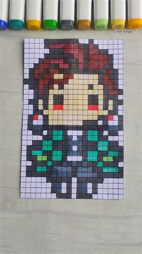 Tanjiro's 8 bit Drawing Pixel Art ✍️ #tanjiro #demonslayer #pixelart #drawing #trending #8bit