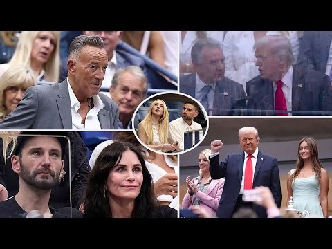 Trump critic Bruce Springsteen and stony faced celebs watch US Open final after POTUS triumphantly..