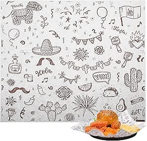 PerKoop 150 Pcs 10 x 8.3 Inch Deli Wax Paper Sheets Sandwich Wrapping Paper Sheets Mexican Festival Picnic Basket Liners for Food Greaseproof Breads Burgers Bakery Tissue Kitchen, White