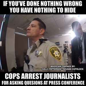 Brave people are stepping up to take our rights back and keep "public officials" accountable. Are you supporting them? These journalists need some attention and help. Things will only continue to get worse until we all stand up and speak out! Are you ready to take back your rights? Full Story: https://bit.ly/2CWw55l Original Video: https://goo.gl/tHDFBo H/t: Nevada Cop Block (NVCopBlock.org) Join Us & Help: Police The Police 2.0 | The Free and Equal Elections Foundation