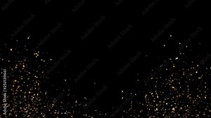 Golden Confetti Party Popper Explosions on a Black and Green Backgrounds. 3d loop animation, 4K.