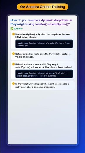 Playwright Dynamic Dropdown selectOption | Playwright Interview Q&A