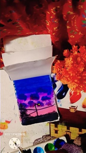 🌅✨ Mini Sunset Drawing | Simple & Beautiful Evening Sky Art for Beginners 🎨🖌️