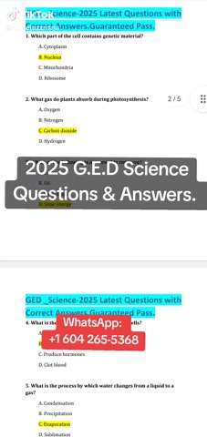 2025 GED Science Questions & Answers Explained