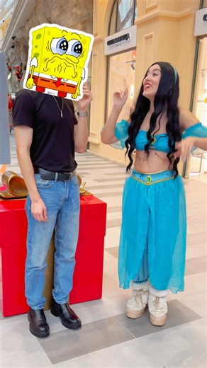 Jasmine cheered up SpongeBob…😮🤭😂 (not for kids) #jasminemeyer