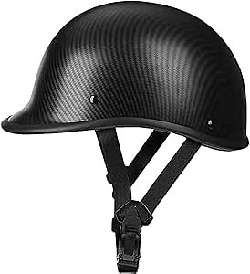 Beanie Motorcycle Half Helmet Half Helmet Polo Cap Half Shell Open Face Motorcycle Helmet - DOT Approved Lightweight Cool German Style Helmet, for Men and Women Chopper Moped