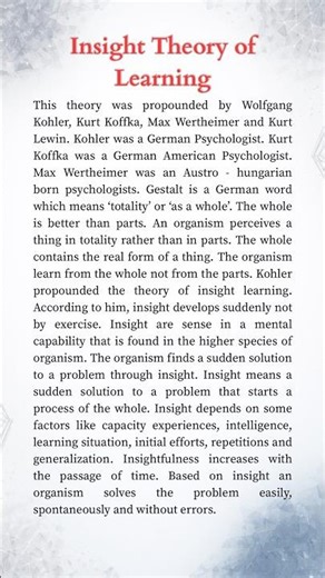 Insight Learning in 30 Sec | Gestalt Theory Easy 💡 #bednotes #ctetpreparation