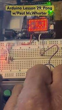 Arduino Lesson 29, home work. Embellished. Pong on matrix/ gate/paddle. W/Paul McWhorter #arduino .