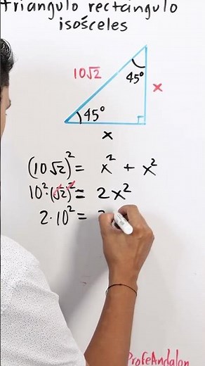 Isosceles right triangle | Pythagoras | Professor Andalón | Shorts