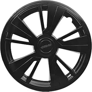 OMAC - Black with Black Hub Caps 16 Inch Set of 4, Tapas para Rines 16, Premium Wheel Covers 16 Inch, R16 Rim Cover Set, Snap On Durable Car Replacement Exterior Accessories