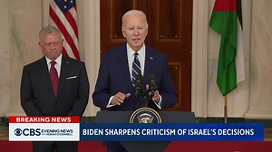 President Biden held face-to-face talks with King Abdullah II of Jordan on Monday, focusing on the war in Gaza and discussing a potential hostage deal between Israel and Hamas, which could include a six week cease-fire. | CBS Evening News