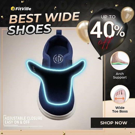FitVille Men’s EasyTop Wings V2 | Adjustable Wide-Fit Walking Shoes for Sensitive or Swollen Feet