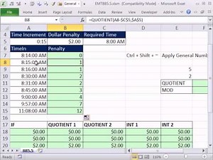 Excel Magic Trick 885.5: Part 2 Calculate Payroll Penalty QUOTIENT & OR & Array Constant