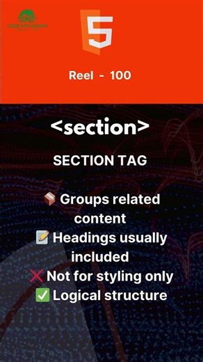 HTML SECTION TAG #music #shorts